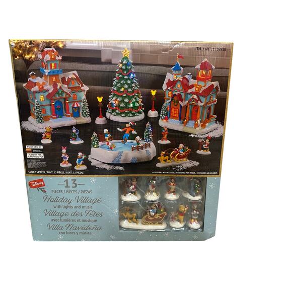 Disney Holiday Village, 13-piece Set With Ice Skating Rink FREE SHIP - OPEN BOX - Picture 1 of 1
